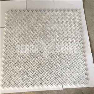 Bianco Carrara White Marble Mosaic Double Basketweave Tile