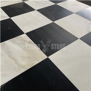 Black And White Marble Tile Honed For Bathroom Floor