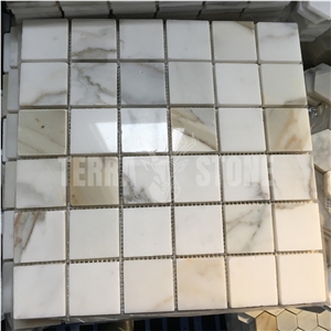 Calacatta Gold Marble 48Mm Square Mosaic Honed Flooring Tile