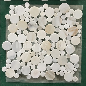 Calacatta Gold Marble Mosaic Penny Round Pebble Bubble Tile