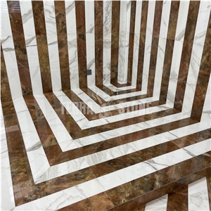Calacatta White Marble Thin Tile Strips Pattern Wall Floor