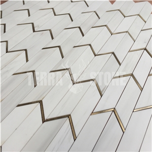 Dolomite White Marble Aluminium Arrow Waterjet Mosaic Tile