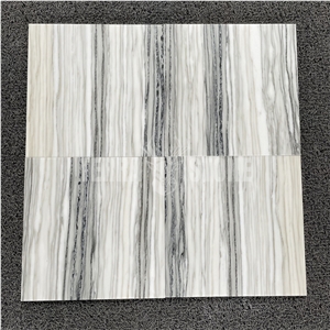 Gold Calacatta Marble Floor Tile Straight Veins 12"X12"