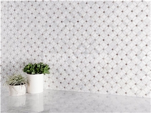 GRAY AND WHITE FLOWER MARBLE MOSAIC