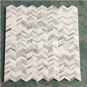Mini Chevron Bianco Carrara White Marble Mosaic Floor Tile