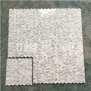Mini Chevron Bianco Carrara White Marble Mosaic Floor Tile
