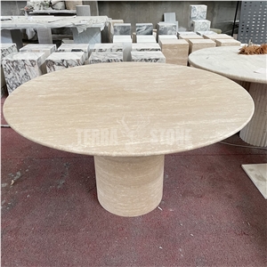 Natural Polished Honed Travertine Dining Coffee Table