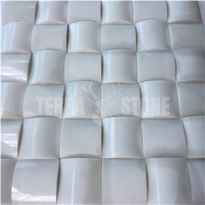 Pure White Marble 3D Bread Marble Mosaic Square Tile