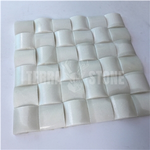 Pure White Marble 3D Bread Marble Mosaic Square Tile