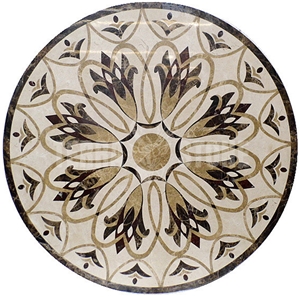Round Marble Medallion Waterjet Tiles For Floor Marble Tiles