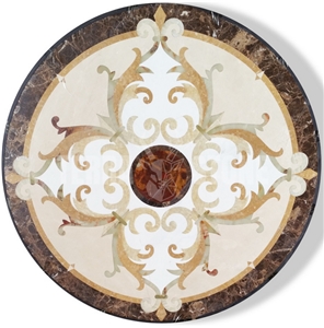 Round Or Square Marble Waterjet Medallion Pattern Flower