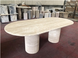 Travertine Oval Round Tea Tables Coffee Table Dining Room