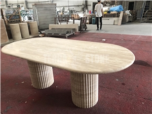 Travertine Oval Round Tea Tables Coffee Table Dining Room