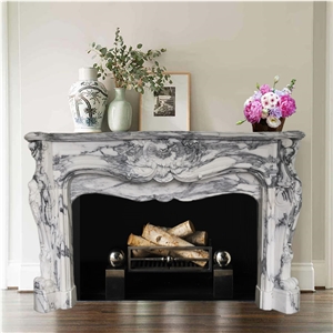 Arabescato Marble Modern Style Fireplace