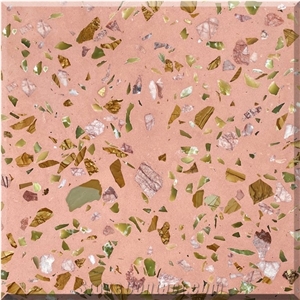 Rosa Pink Terrazzo Mix Of Red Yellow Green Marble Chips