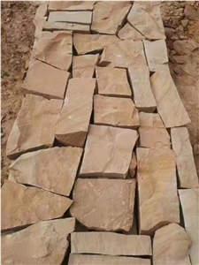 Stepping Crazy Paver Outdoor Yellow Sandstone Teakwood