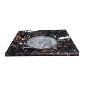 Black Color Artificial Marble Bathroom Countertop