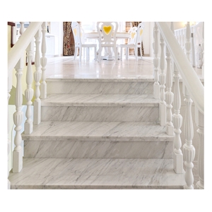 White Marble Stair Tread Polished Carrara White Step