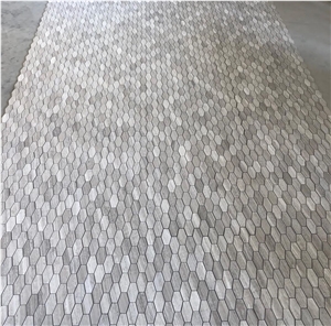 China Guizhou White Wood Grain Marble Mosaic Design