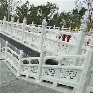 Guangxi White  Stair Balusters Stone Handrail Balcony Rail