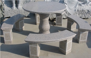 Granite Beige/Grey Garden Table, Beige/Grey Granite