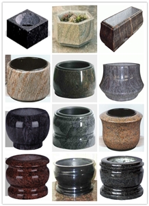 Granite Black Vases For Monuments, Shanxi Black Granite Memorial Vases