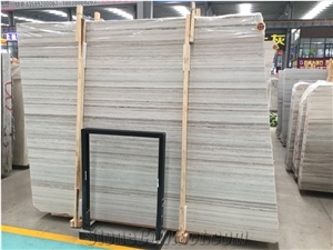 Crystal White Wood Vein Marble Slabs For Wall Decoration