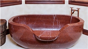 Custom Freestanding Bath Tub Red Marble Marble Bathtub