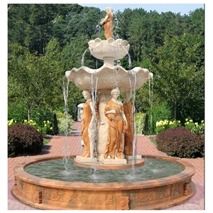Landscaping Carved White Marble Stone Lion Fountain For Sale