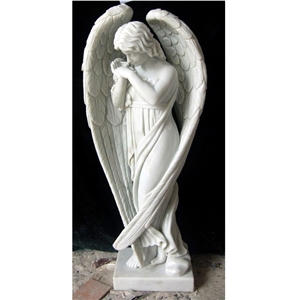 Life Size White Marble Standing Angel Statues For Sale