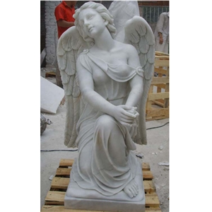 Life Size White Marble Standing Angel Statues For Sale
