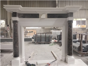 Modern Hand Carved French White Marble Fireplace Surround