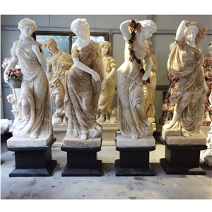 Natural Beige Onyx Four Goddesses Of The Seasons Statues