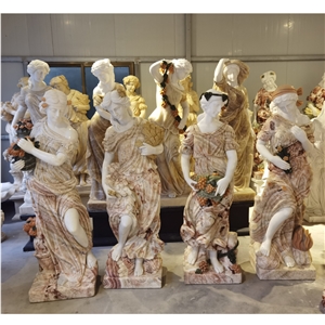 Natural Beige Onyx Four Goddesses Of The Seasons Statues
