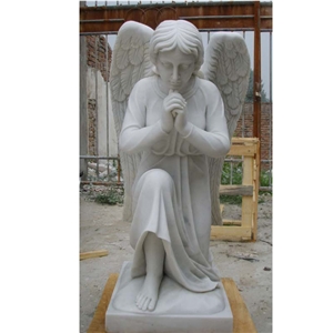 Outdoor Garden  Kneeling Angel Marble Statue