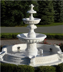 Outdoor Garden Natural White Marble Stone Pool Fountain