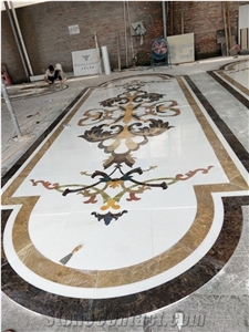Round Villa Waterjet Marble Floor Stone Tiles Medallion