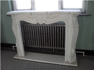 White Marble Fireplace Surround& Fireplace Mantels For Decor