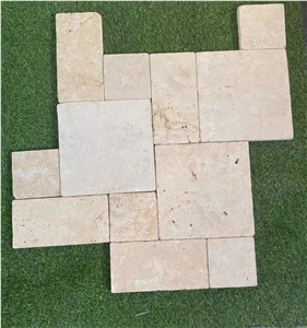 Beige Travertine French Pattern Tumbled Surface