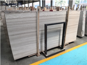 China White Wood Vein Top Ready Slabs Wooden White Slabs