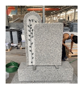 Gray Granite Headstone Monument Custom Design Tombstone