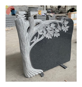 Unique Design Dark Gray Granite Tree Headstone