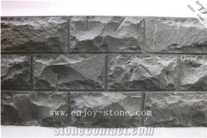 Mushroomed Chinese Absolute Black Granite Split Wall Stone