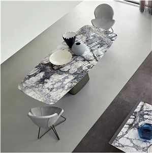 Iceberg White Marble Bookmatched Slab Tile Floor Wall Table