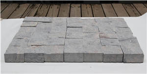 Multi Grey Granite Paving Cubestone Tumbled Split Flamed