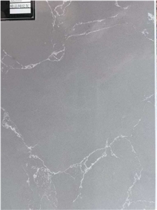 Popular Artificial Stone Net-Vein Grey Glossy Slab Quartz