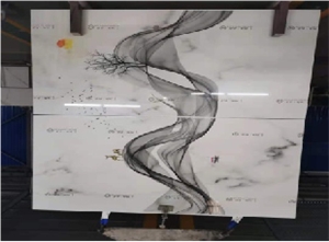 Well-Known Grey Painting 3D Polished Artificial Marble Slab