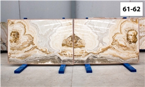 Cream Ivory Onyx Slabs, 2 Cm Bookmatched