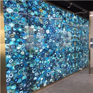 Blacklit Blue Agate Stone Wall Panels