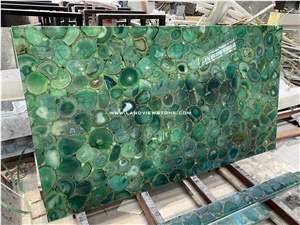Semi-Precious Surfaces Green Agate Backlit Flooring And Wall